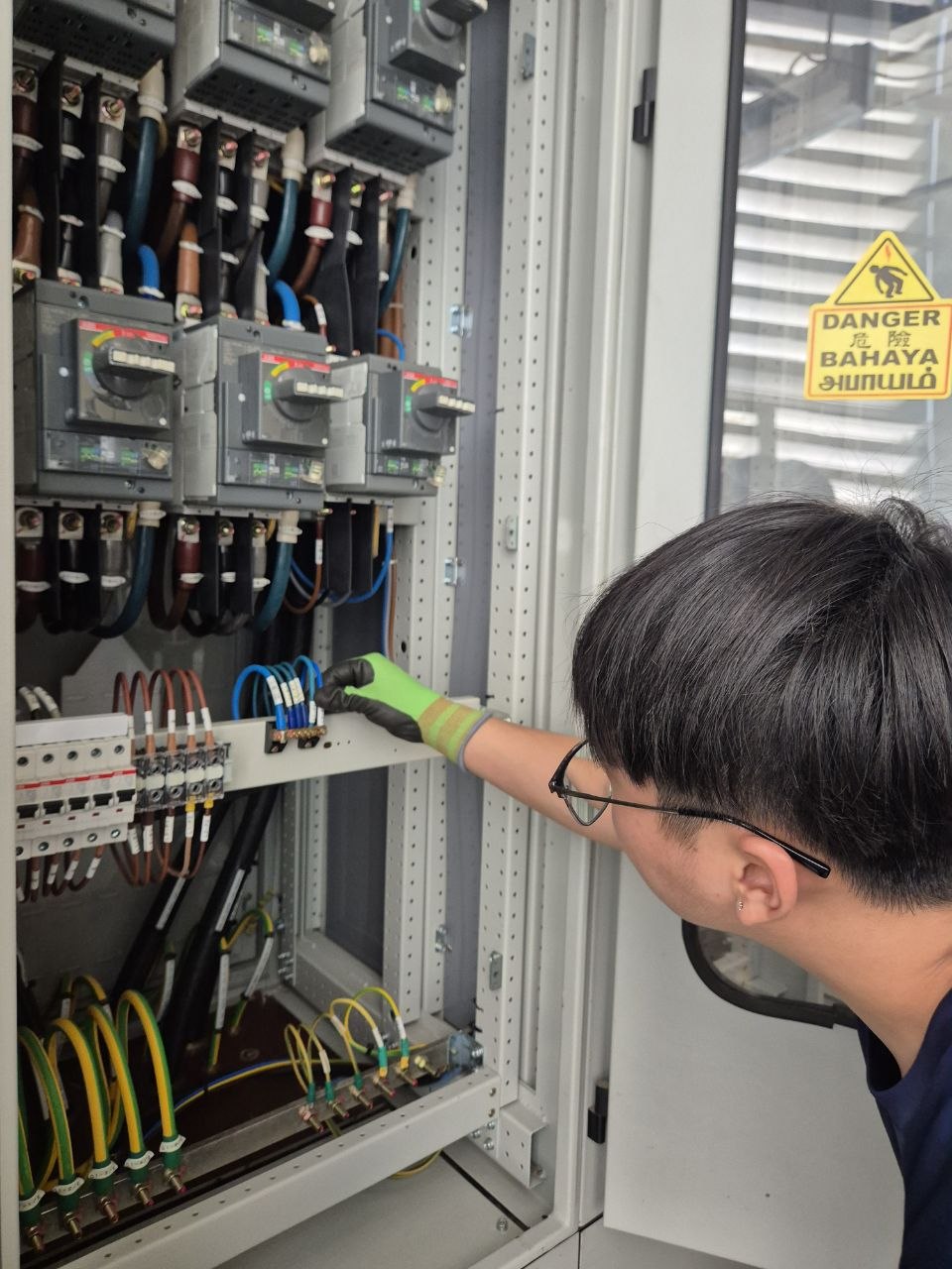Engineer at switchgear panel